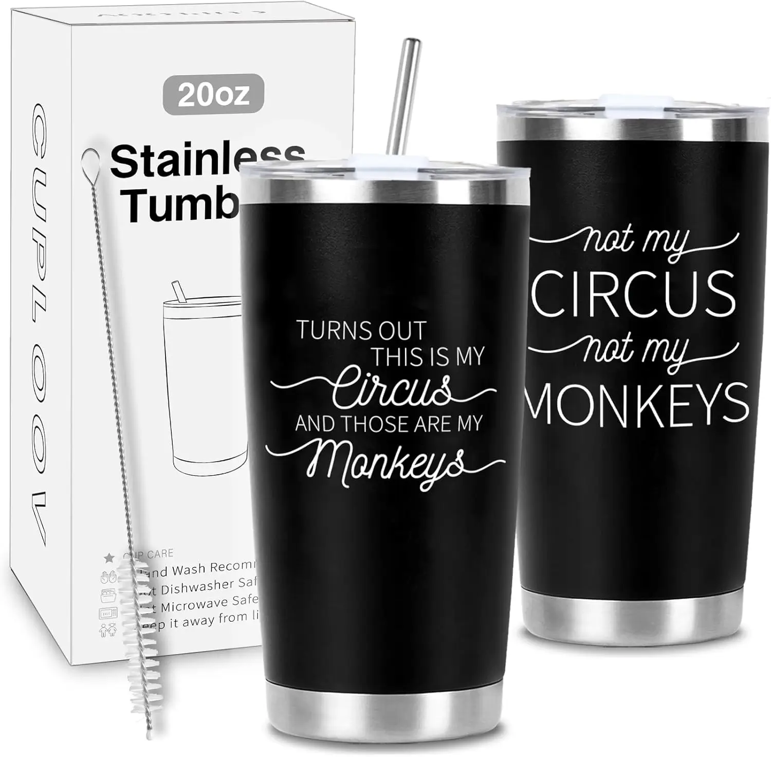 71a5uUg3nUL._AC_SL1500_ CUPLOOV Crap Turns Out This Is My Circus Tumbler, Funny Birthday Mother's Day Gift for Mom Boss Teacher Manger, 20 Oz White Stainless Steel Tumbler Cup Christmas Gifts Ideas - Image 1