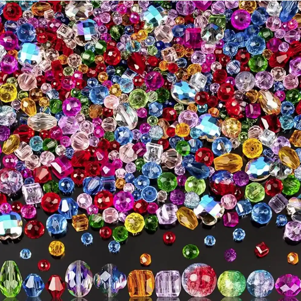 1_副本 636pcs Glass Beads for Jewelry Making - Colorful Rainbow Craft Crystal Beads with Loose Beads Sparkly Beads Hole Drilled DIY for Bracelets Craft Earrings Making Valentine's Day Birthday Gifts - Image 1