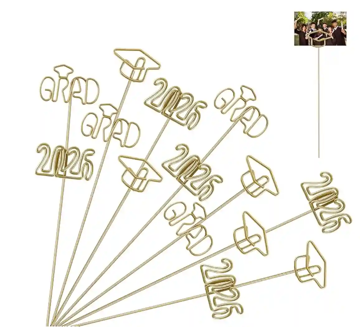 1_副本 18Pcs 2026 Graduation Gold Photo Holders for Table Centerpieces, Grad Cap Picture Display Table Number Holders Card Stands for Class of 2026 Congrats Grad Anniversary Party Decor Supplies, 11.8 Inch - Image 1