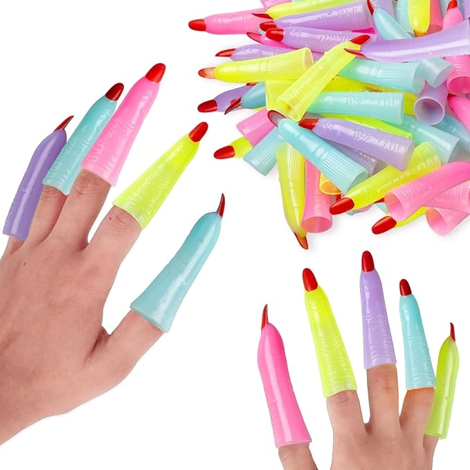 71Eo4Ls4tLL._AC_SX679 40Pcs Witches Fingers Glow in The Dark Fake Monster Fingers for Kids Finger Reading Pointer Halloween Party Favors Witch Costume Accessories Fake Nails Trick or Treat Gifts - Image 1