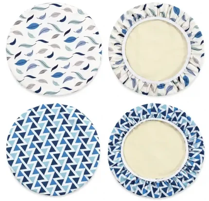2 Pack 9.84 Inch Bowl Covers, 2 Designs Reusable Cotton Wraps, Friendly Elastic Bowl Lids For Bowls, Leftover Food Storage